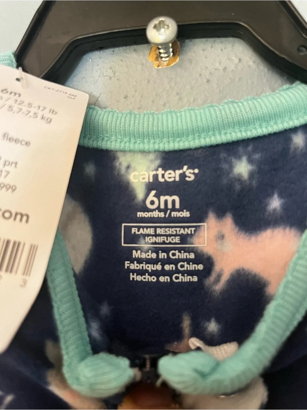 NWT Carter's Navy Sleep & Play Fleece Pajamas with Forest Friends - 6M